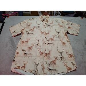 Red Head Shirt Men XL Cream Deer Short Sleeve Outdoor Hunter Cotton Forest